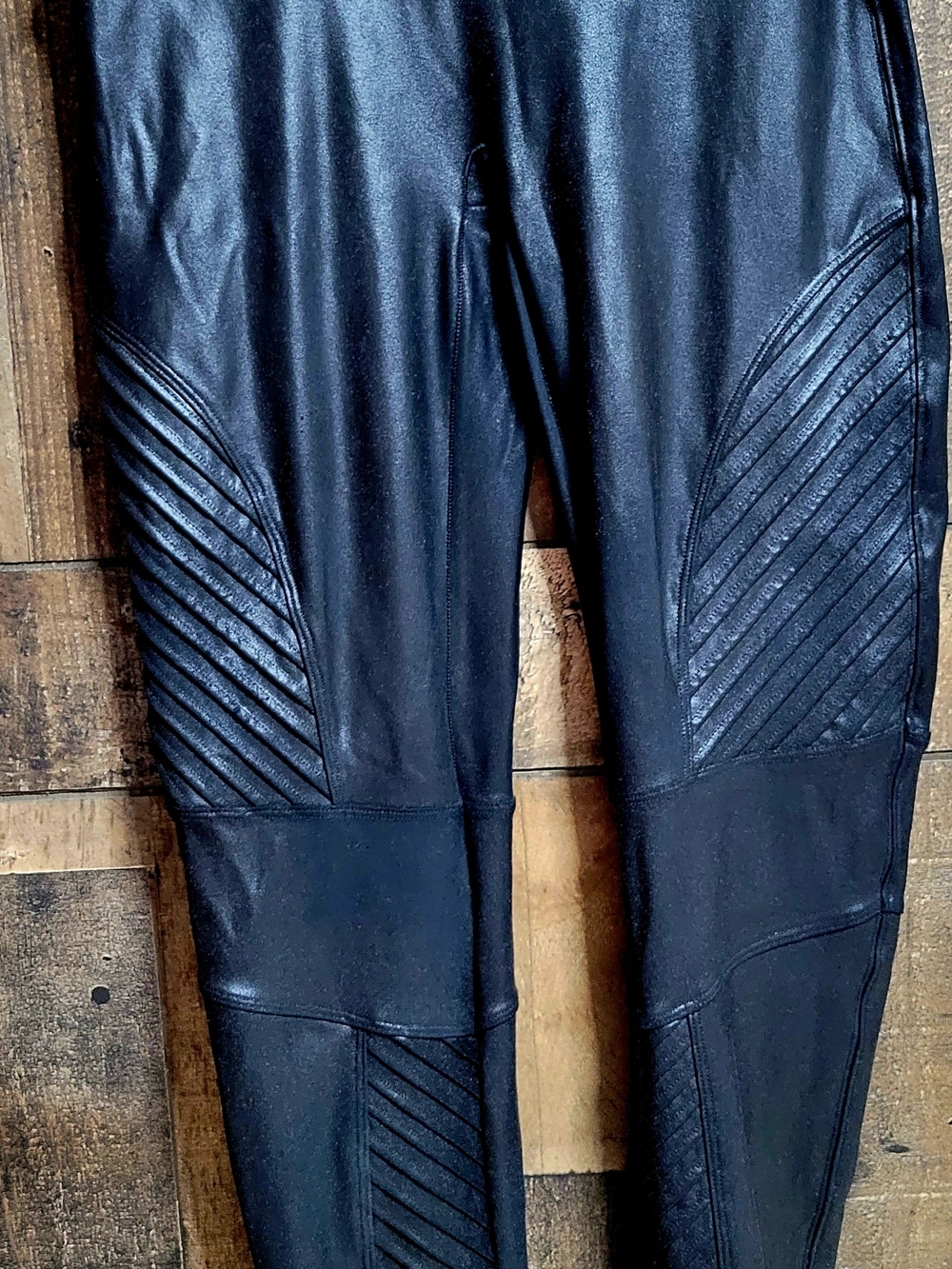 Spanx Women's Faux Leather Moto Leggings Black XL Like New